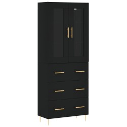 vidaXL Aparador alto madera contrachapada negro 69,5x34x180 cm