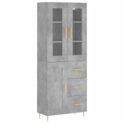 vidaXL Aparador alto madera contrachapada gris hormigón 69,5x34x180 cm