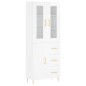 vidaXL Aparador alto madera contrachapada blanco brillo 69,5x34x180 cm
