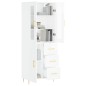 vidaXL Aparador alto madera contrachapada blanco brillo 69,5x34x180 cm