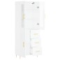 vidaXL Aparador alto madera contrachapada blanco brillo 69,5x34x180 cm