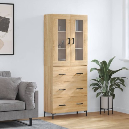 vidaXL Aparador alto madera contrachapada color roble 69,5x34x180 cm
