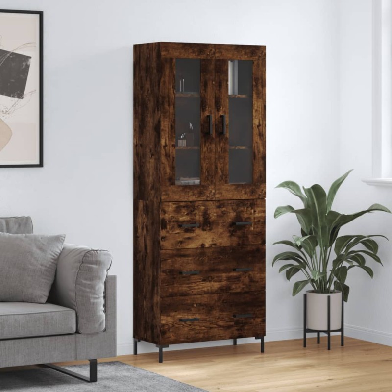 vidaXL Aparador alto madera contrachapada roble ahumado 69,5x34x180 cm vidaXL Aparador alto madera contrachapada roble ahumado 69,5x34x180 cm