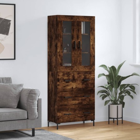 vidaXL Aparador alto madera contrachapada roble ahumado 69,5x34x180 cm