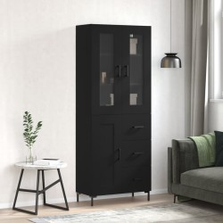 vidaXL Aparador alto madera contrachapada negro 69,5x34x180 cm