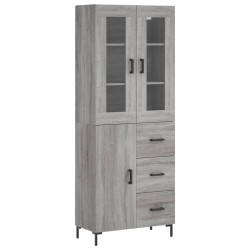 vidaXL Aparador alto madera contrachapada gris sonoma 69,5x34x180 cm