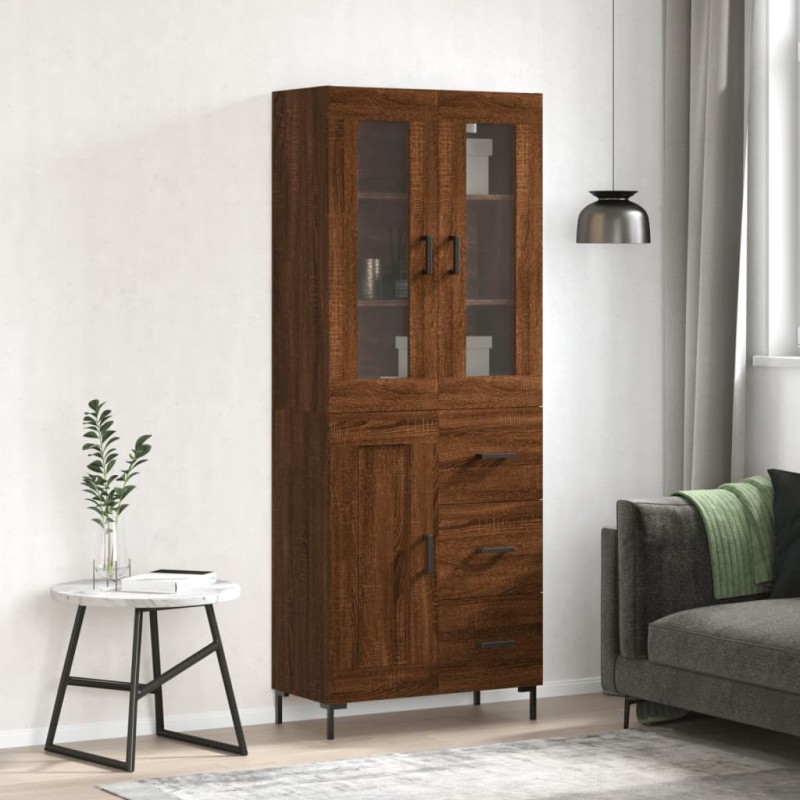 vidaXL Aparador alto madera contrachapada marrón roble 69,5x34x180 cm vidaXL Aparador alto madera contrachapada marrón roble 69,5x34x180 cm