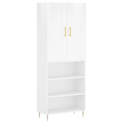 vidaXL Aparador alto madera contrachapada blanco brillo 69,5x34x180 cm