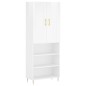 vidaXL Aparador alto madera contrachapada blanco brillo 69,5x34x180 cm