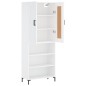 vidaXL Aparador alto madera contrachapada blanco 69,5x34x180 cm
