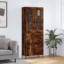 vidaXL Aparador alto madera contrachapada roble ahumado 69,5x34x180 cm