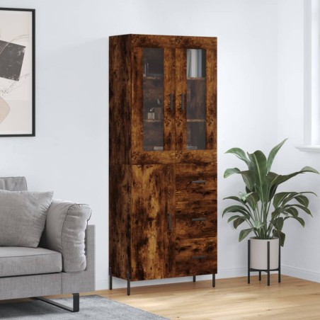 vidaXL Aparador alto madera contrachapada roble ahumado 69,5x34x180 cm