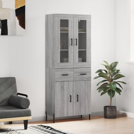 vidaXL Aparador alto madera contrachapada gris sonoma 69,5x34x180 cm