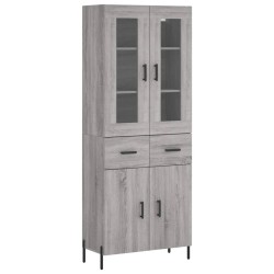 vidaXL Aparador alto madera contrachapada gris sonoma 69,5x34x180 cm