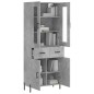 vidaXL Aparador alto madera contrachapada gris hormigón 69,5x34x180 cm vidaXL Aparador alto madera contrachapada gris hormigón 69,5x34x180 cm