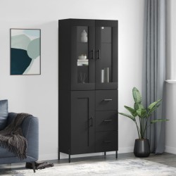 vidaXL Aparador alto madera contrachapada negro 69,5x34x180 cm