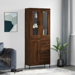 vidaXL Aparador alto madera contrachapada marrón roble 69,5x34x180 cm