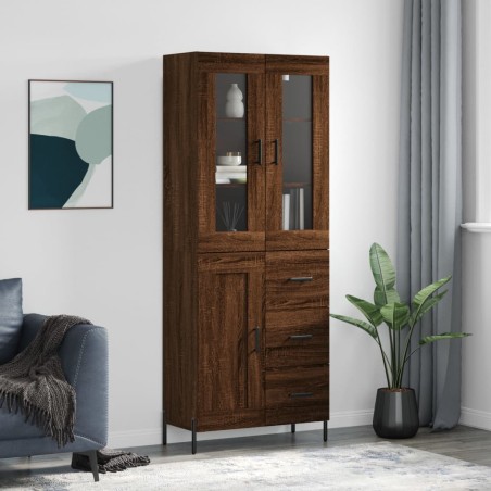 vidaXL Aparador alto madera contrachapada marrón roble 69,5x34x180 cm