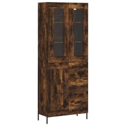 vidaXL Aparador alto madera contrachapada roble ahumado 69,5x34x180 cm