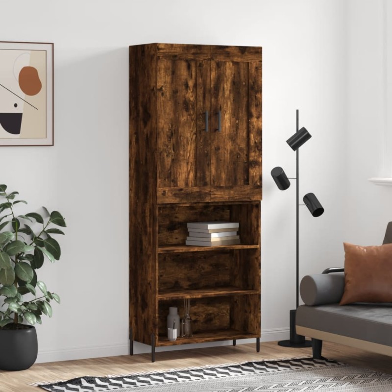 vidaXL Aparador alto madera contrachapada roble ahumado 69,5x34x180 cm vidaXL Aparador alto madera contrachapada roble ahumado 69,5x34x180 cm