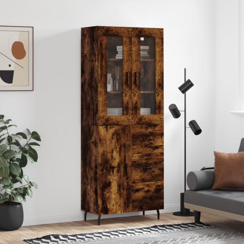 vidaXL Aparador alto madera contrachapada roble ahumado 69,5x34x180 cm vidaXL Aparador alto madera contrachapada roble ahumado 69,5x34x180 cm