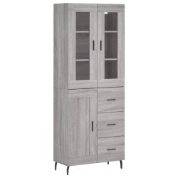 vidaXL Aparador alto madera contrachapada gris sonoma 69,5x34x180 cm