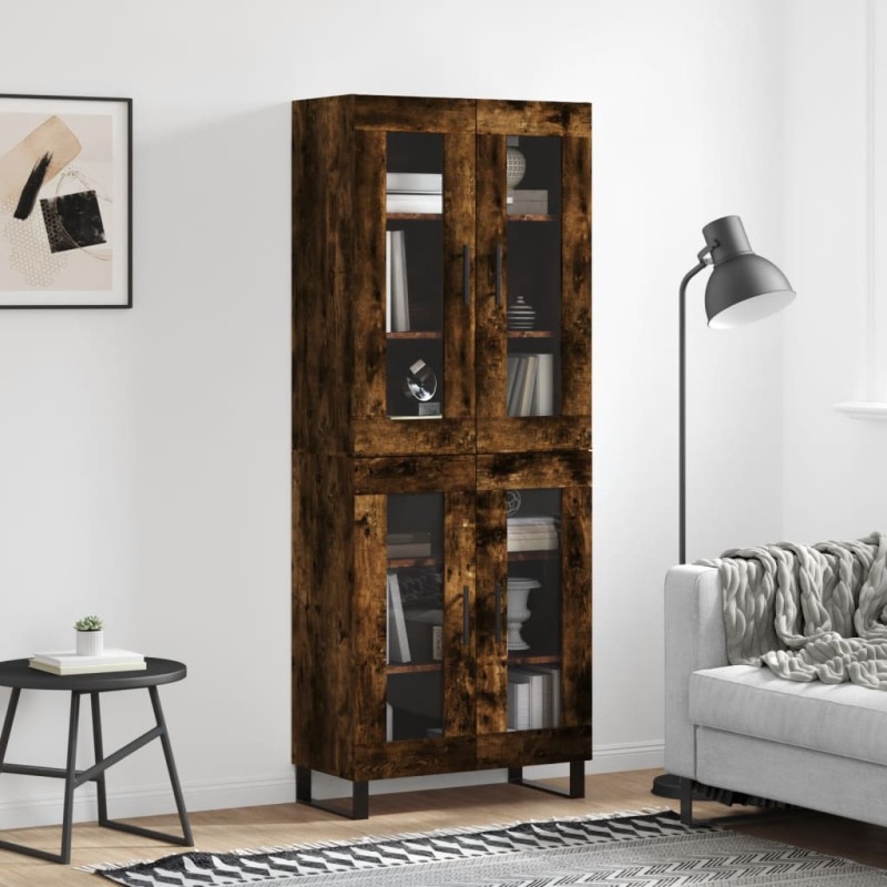 vidaXL Aparador alto madera contrachapada roble ahumado 69,5x34x180 cm vidaXL Aparador alto madera contrachapada roble ahumado 69,5x34x180 cm