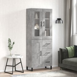 vidaXL Aparador alto madera contrachapada gris hormigón 69,5x34x180 cm