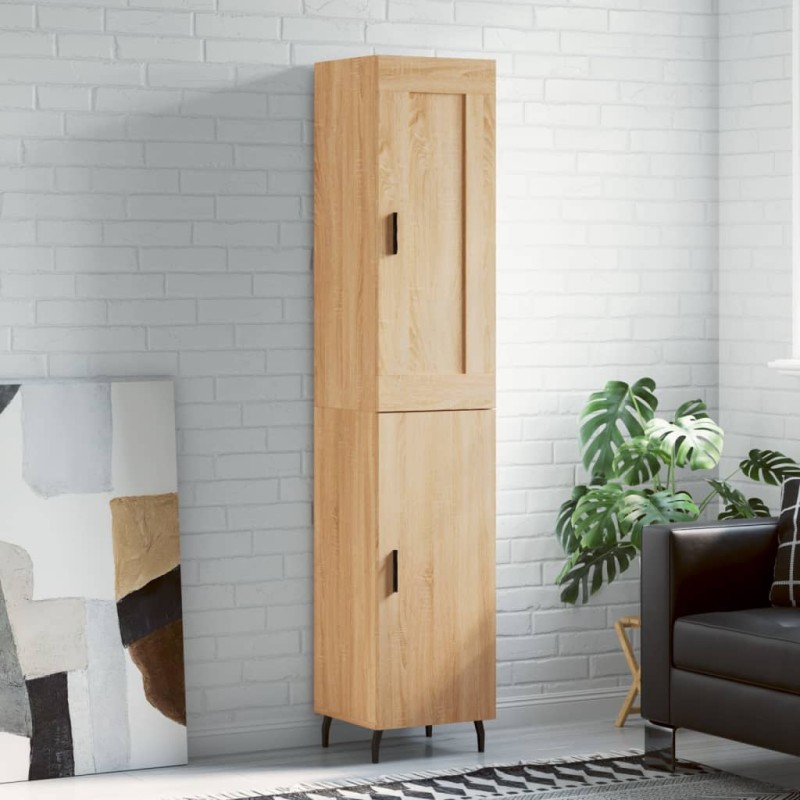 vidaXL Aparador de madera contrachapada roble Sonoma 34,5x34x180 cm vidaXL Aparador de madera contrachapada roble Sonoma 34,5x34x180 cm