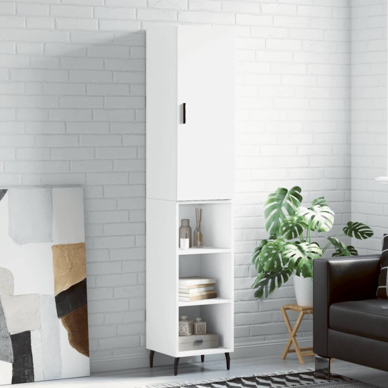 vidaXL Aparador alto madera contrachapada blanco brillo 34,5x34x180 cm vidaXL Aparador alto madera contrachapada blanco brillo 34,5x34x180 cm