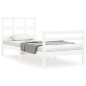 vidaXL Estructura de cama con cabecero madera maciza blanco 100x200 cm vidaXL Estructura de cama con cabecero madera maciza blanco 100x200 cm