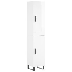 vidaXL Aparador alto madera contrachapada blanco brillo 34,5x34x180 cm