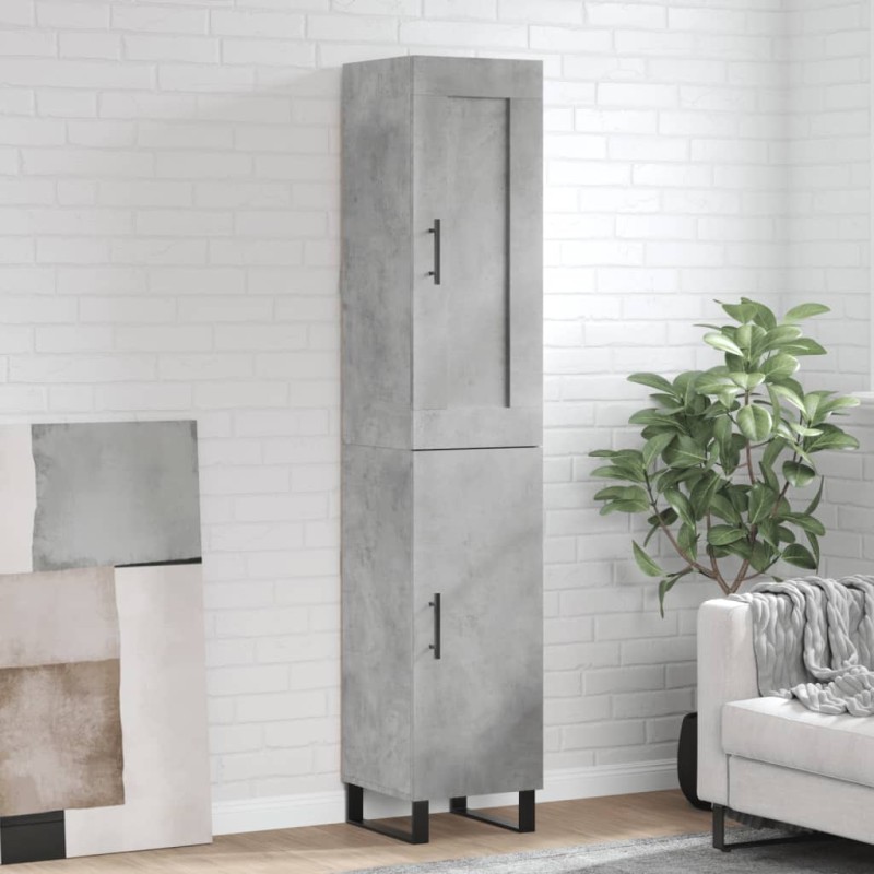 vidaXL Aparador de madera contrachapada gris hormigón 34,5x34x180 cm vidaXL Aparador de madera contrachapada gris hormigón 34,5x34x180 cm
