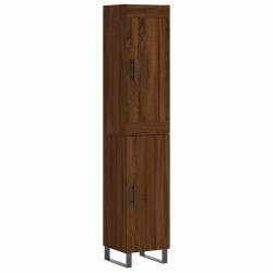 vidaXL Aparador alto madera contrachapada roble marrón 34,5x34x180 cm