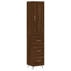 vidaXL Aparador alto madera contrachapada roble marrón 34,5x34x180 cm