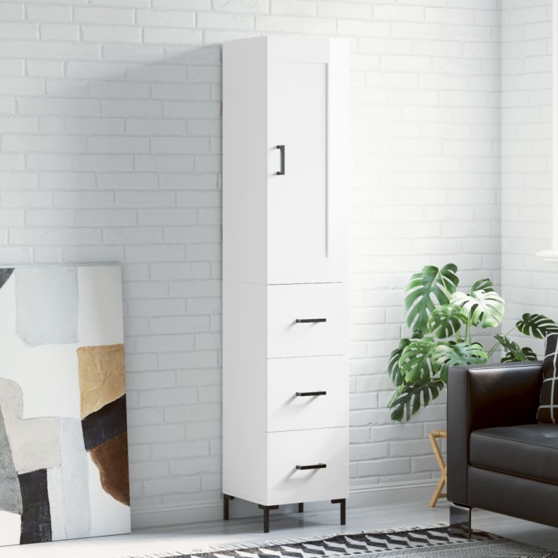 vidaXL Aparador alto madera contrachapada blanco brillo 34,5x34x180 cm vidaXL Aparador alto madera contrachapada blanco brillo 34,5x34x180 cm