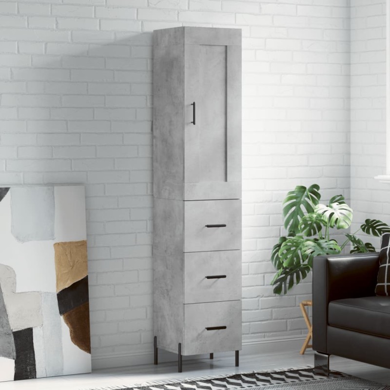 vidaXL Aparador de madera contrachapada gris hormigón 34,5x34x180 cm vidaXL Aparador de madera contrachapada gris hormigón 34,5x34x180 cm