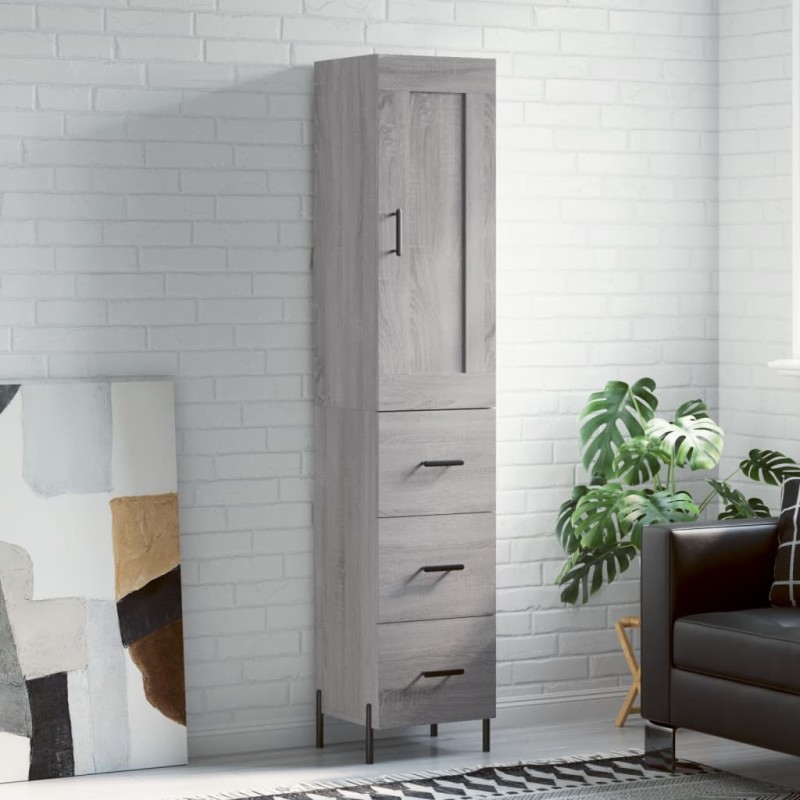 vidaXL Aparador alto madera contrachapada gris Sonoma 34,5x34x180 cm vidaXL Aparador alto madera contrachapada gris Sonoma 34,5x34x180 cm