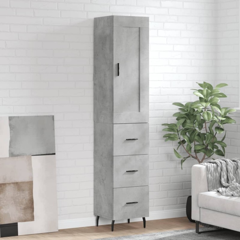 vidaXL Aparador de madera contrachapada gris hormigón 34,5x34x180 cm vidaXL Aparador de madera contrachapada gris hormigón 34,5x34x180 cm