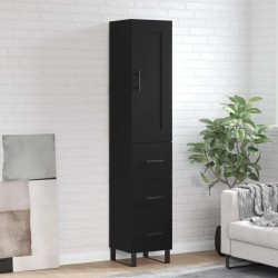 vidaXL Aparador de madera contrachapada negro 34,5x34x180 cm