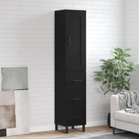 vidaXL Aparador de madera contrachapada negro 34,5x34x180 cm