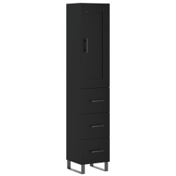 vidaXL Aparador de madera contrachapada negro 34,5x34x180 cm