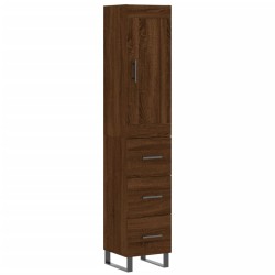 vidaXL Aparador alto madera contrachapada roble marrón 34,5x34x180 cm