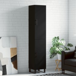vidaXL Aparador de madera contrachapada negro 34,5x34x180 cm