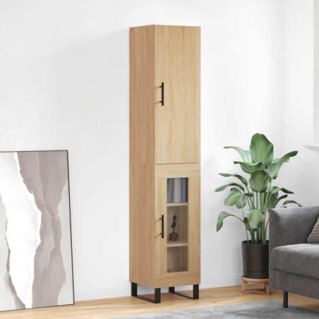 vidaXL Aparador de madera contrachapada roble Sonoma 34,5x34x180 cm