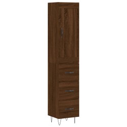 vidaXL Aparador alto madera contrachapada roble marrón 34,5x34x180 cm