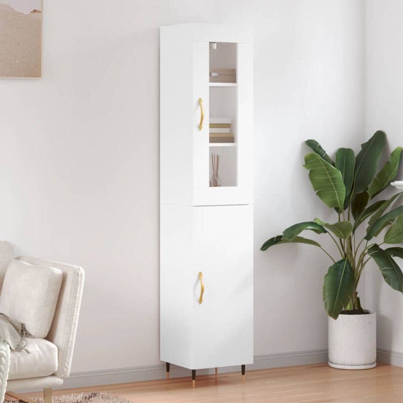 vidaXL Aparador alto madera contrachapada blanco 34,5x34x180 cm vidaXL Aparador alto madera contrachapada blanco 34,5x34x180 cm
