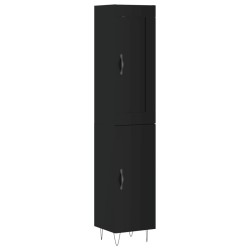 vidaXL Aparador de madera contrachapada negro 34,5x34x180 cm