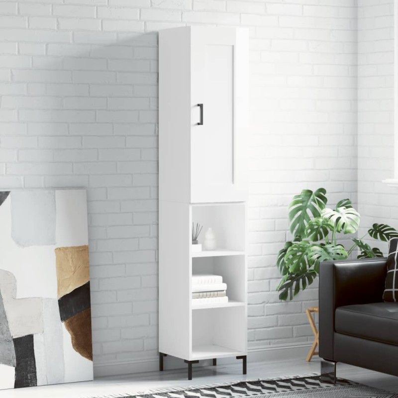 vidaXL Aparador alto madera contrachapada blanco brillo 34,5x34x180 cm vidaXL Aparador alto madera contrachapada blanco brillo 34,5x34x180 cm