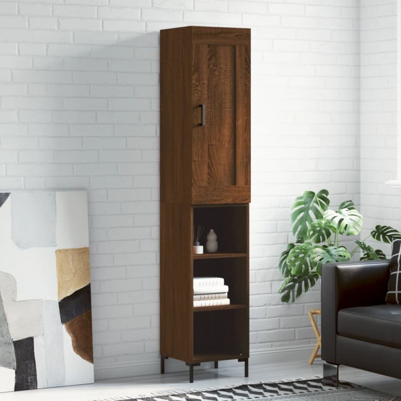 vidaXL Aparador alto madera contrachapada roble marrón 34,5x34x180 cm vidaXL Aparador alto madera contrachapada roble marrón 34,5x34x180 cm